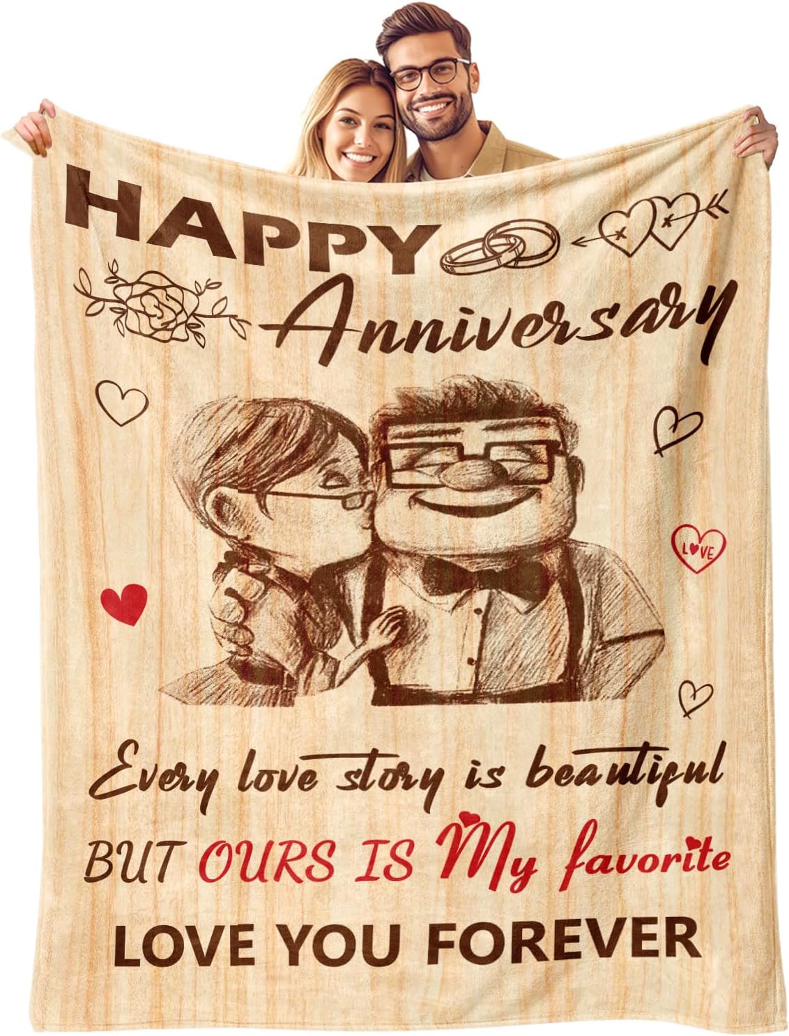 Wedding Anniversary Blanket for Her Him - Romantic Gift Idea