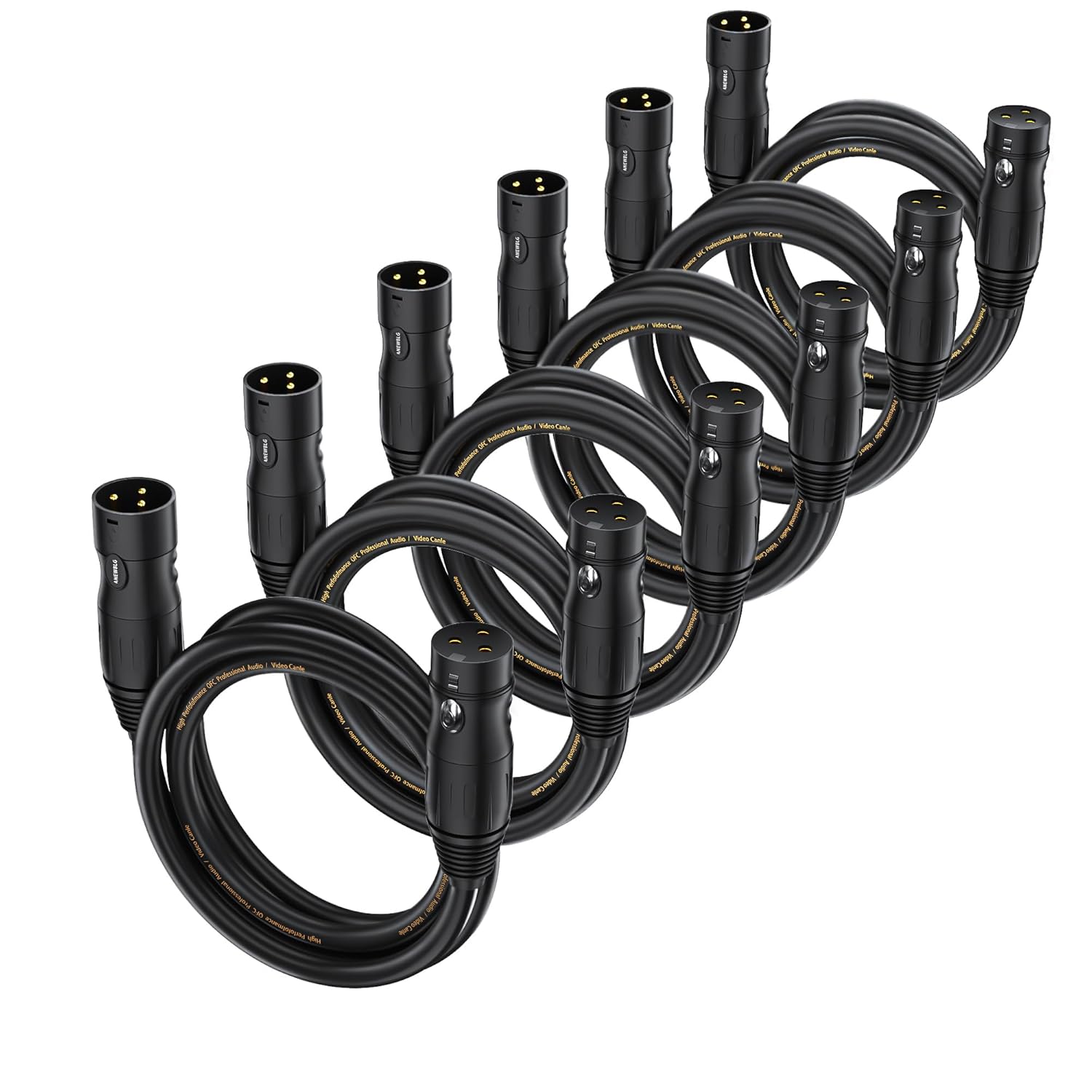 XLR Cables 25ft 6 Pack for Studio DJ Podcast and More