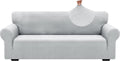 3-Cushion Jacquard Sofa Cover Large Silver Grey - Stretch Protector