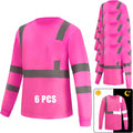 Hi Vis Long Sleeve Safety Shirts for Men 6 Pack - Reflective DryBlend