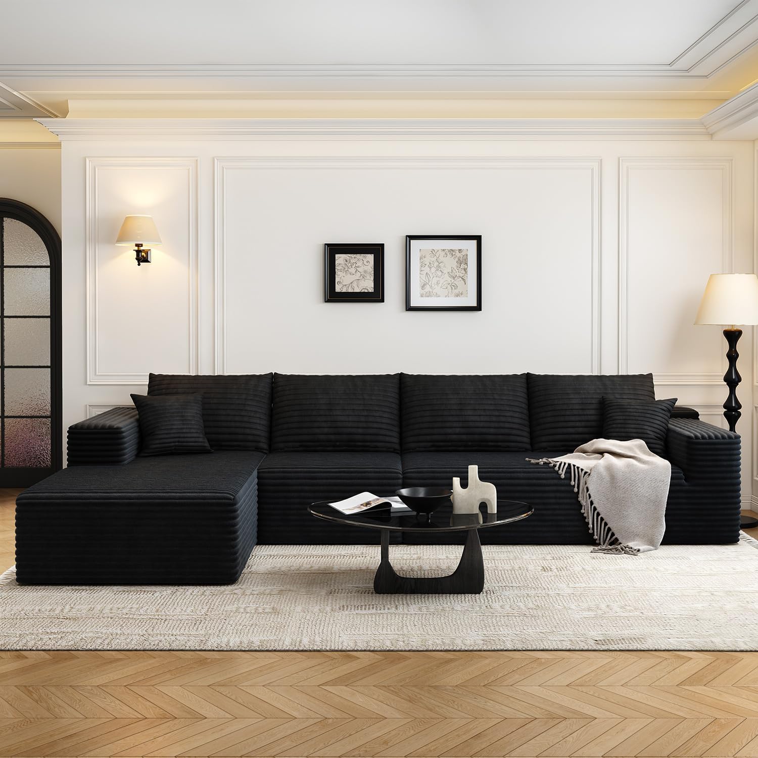 135.4in Cloud Modular Sectional Sofa with L-Shape Chaise