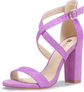 Chunky High Heel Sandal Strappy Open Toe Ankle Strap Dress Shoes both