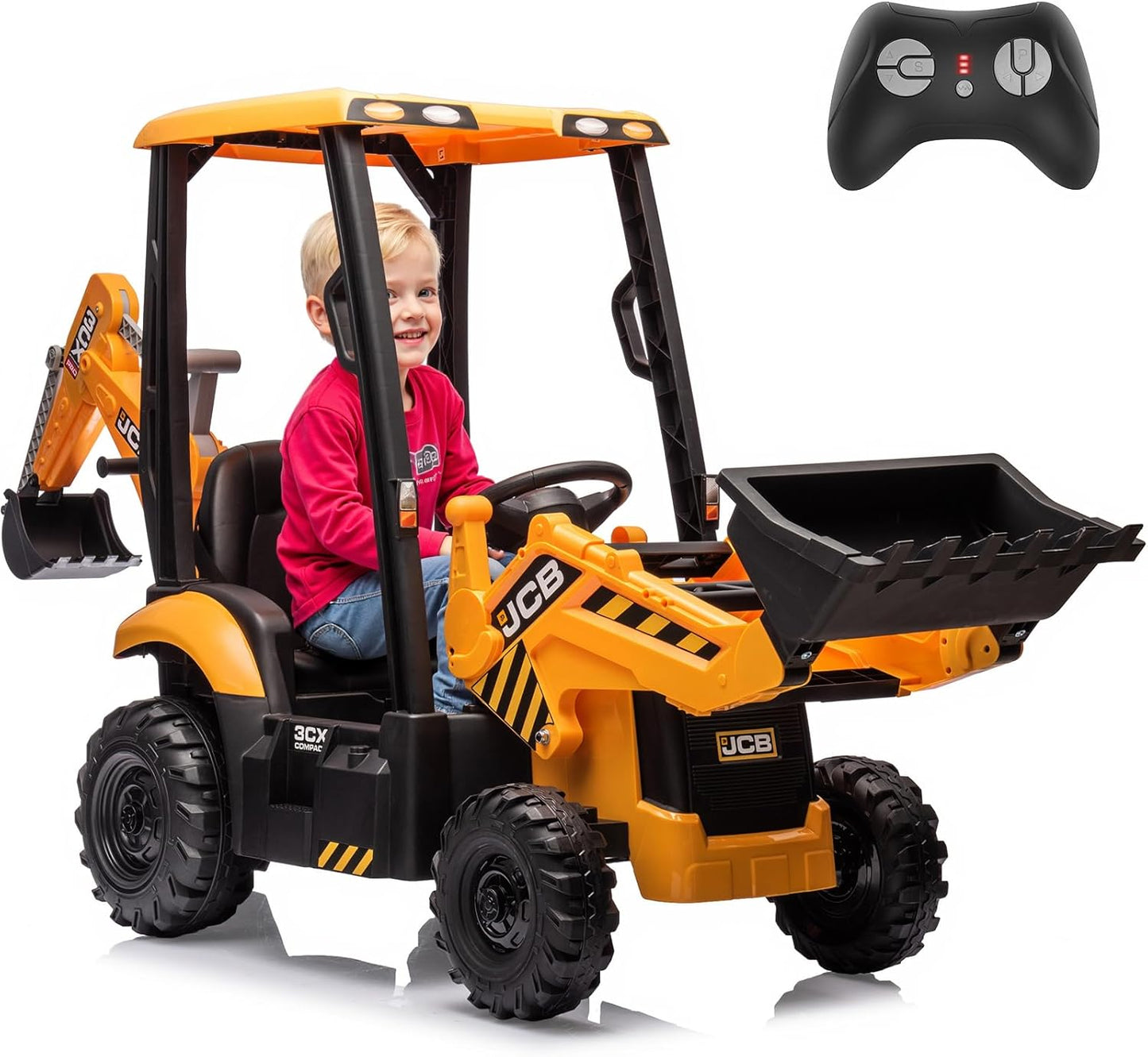 12V JCB Ride On Excavator for Kids with Adjustable Speeds