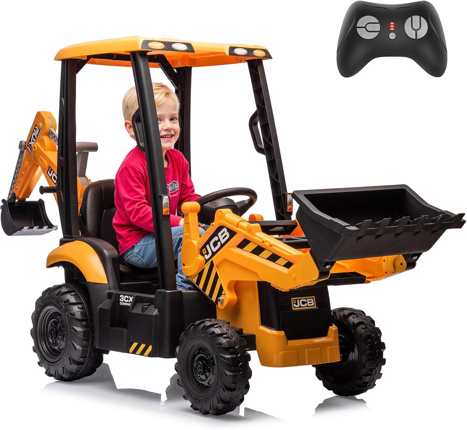 12V JCB Ride On Excavator for Kids with Adjustable Speeds