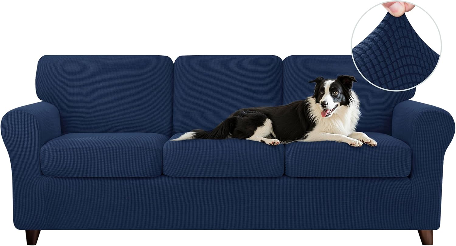 CHUN YI 7 Piece Couch Covers for 3 Cushion Sofa Protection