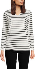 Lands' End Women's Relaxed Supima Cotton V-Neck T-Shirt - Soft pilling