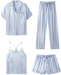 Silk Satin Pajama Set 4Pcs for Women - Comfortable, Versatile