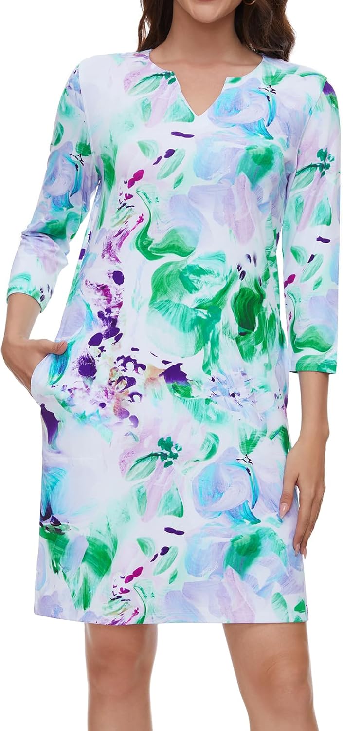 Lightbare Womens 3/4 Sleeve Dress with Pockets for Outdoors