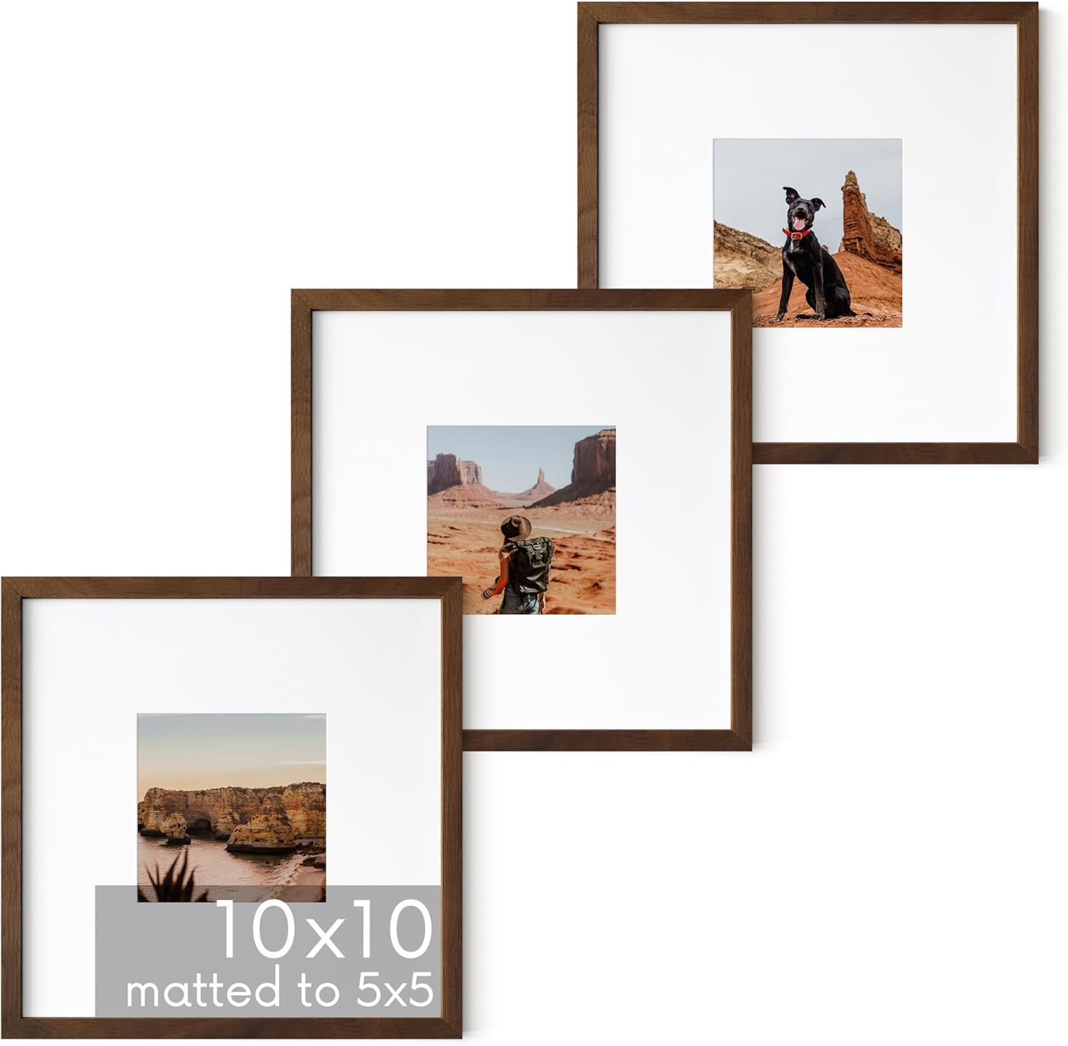 Haus and Hues 10x10 Frames Set of 3 Walnut Picture Frames