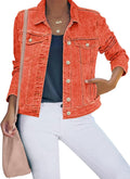 luvamia Women's Stretch Fitted Denim Jean Jacket - Slim Vintage Look