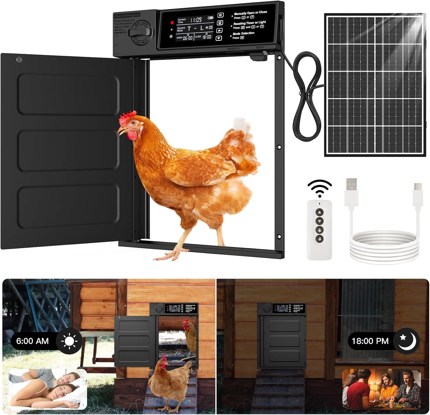 Automatic Chicken Coop Door with Solar Power and Safety Features