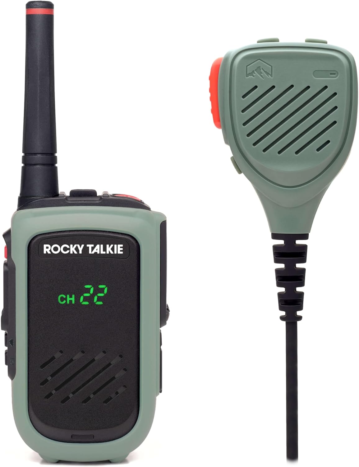Rocky Talkie 5 Watt GMRS Radio with Waterproof Hand Mic Features