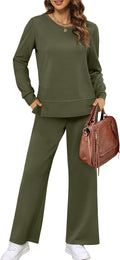 Women's 2 Piece Lounge Set Side Slit Wide Leg Tracksuit - Comfy XL=US