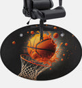 Orange Round Area Rug for Hardwood Floor - Slam Dunk Style!