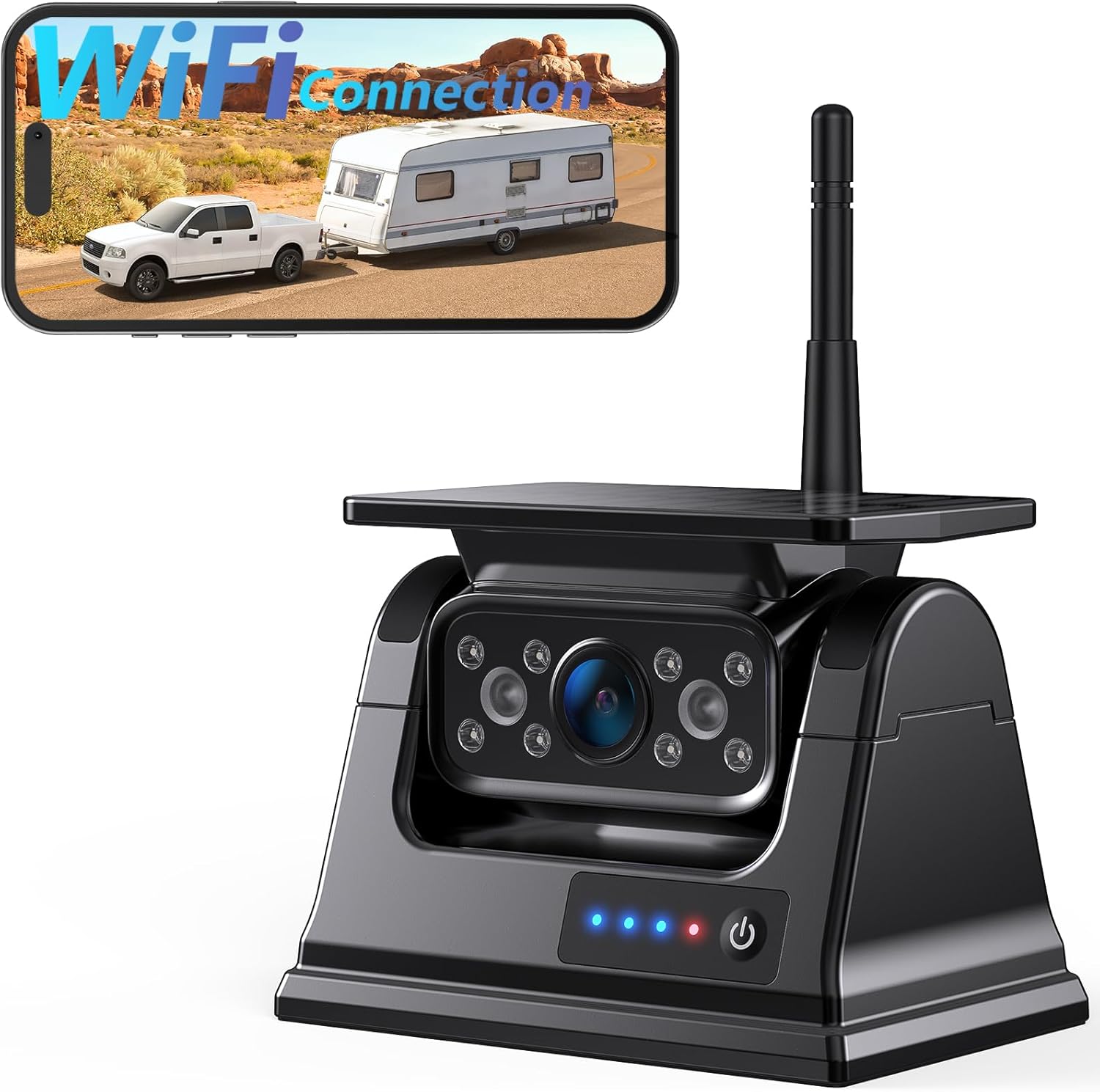 Wireless Solar Backup Camera, Night Vision, IP69 Waterproof