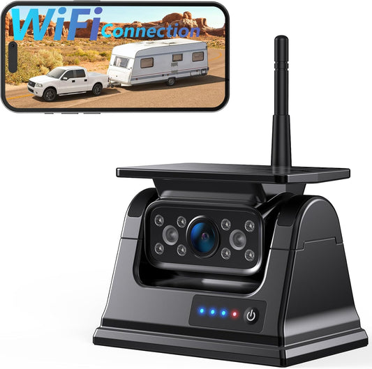 Wireless Solar Backup Camera, Night Vision, IP69 Waterproof