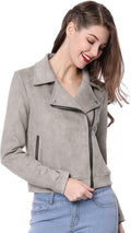 Stylish Faux Suede Biker Moto Jacket for Women by Allegra K