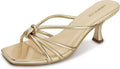 Women's Strappy Square Open Toe Kitten Heels Sandals - 2.75in Comfort
