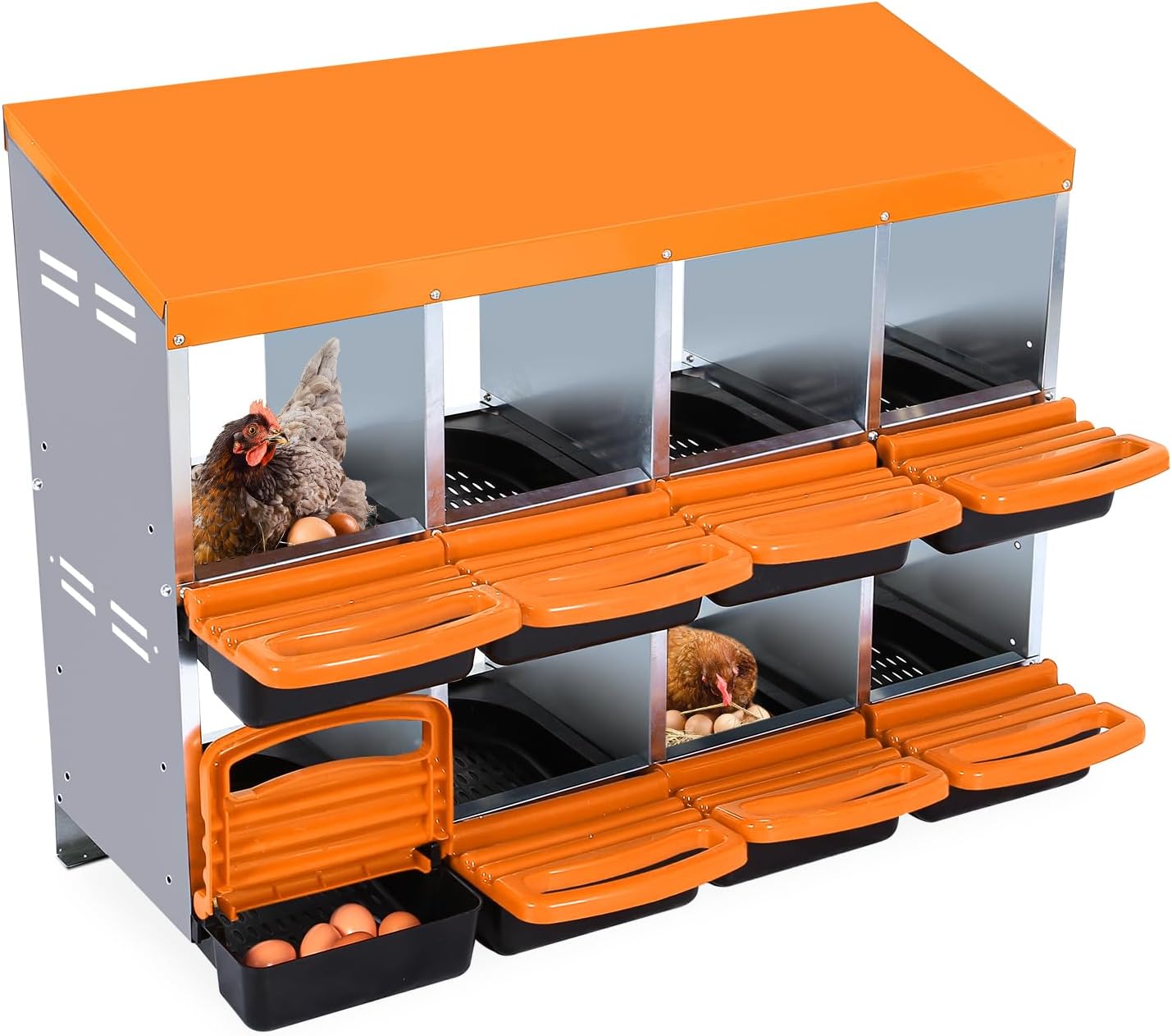Chicken Nesting Box for Laying Eggs - 8 Hole Roll Away Design