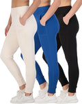 Women's High Waist Joggers 3-Pack - Tapered Athletic Leggings Real