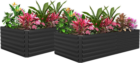 Galvanized Raised Garden Bed for Vegetables and Flowers - 2pcs