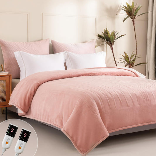 Heated Blanket King Size with Dual Controllers and 9 Heat Settings