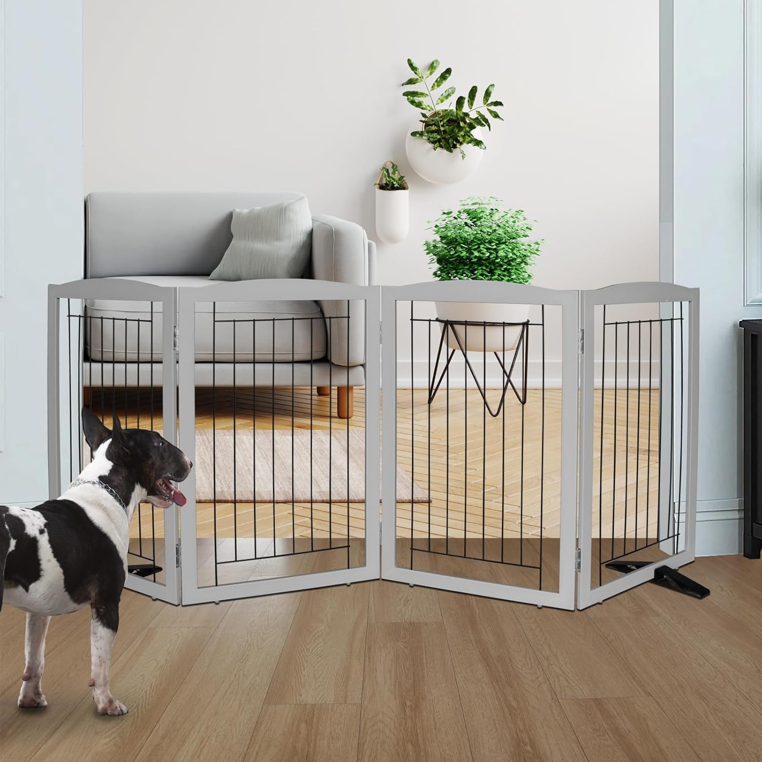ZJSF Freestanding Dog Fence Indoor - Foldable Pet Gate for Home