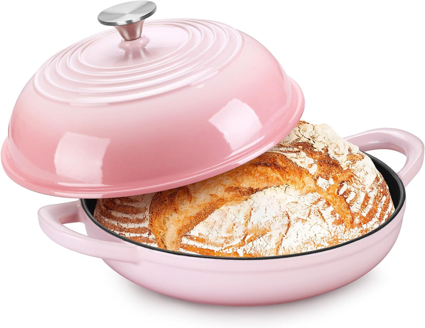 P&P CHEF 5.5 Quart Pink Dutch Oven for Sourdough Baking