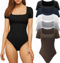Womens Square Neck Bodysuit 5 Pack - Soft Stretch Basics