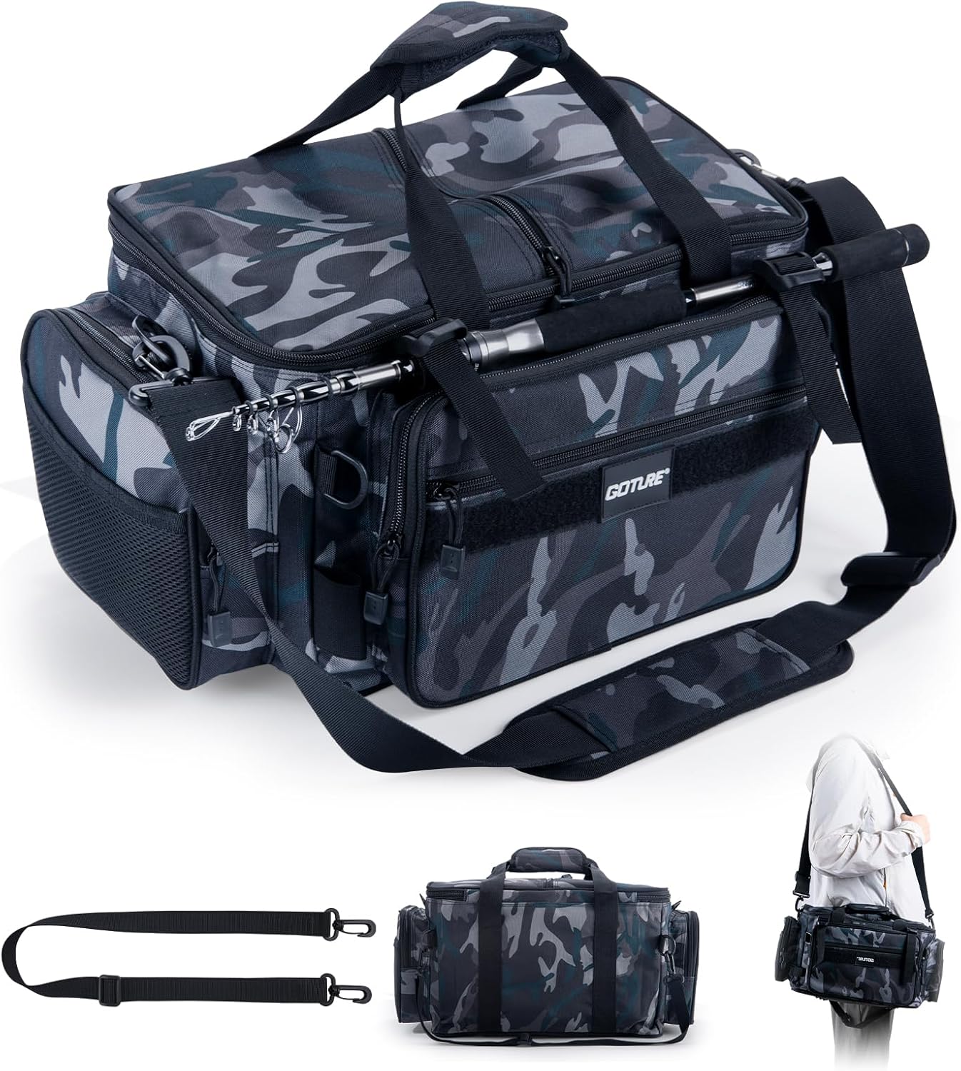 Goture Fishing Tackle Bag: Water-Resistant Sling for Men
