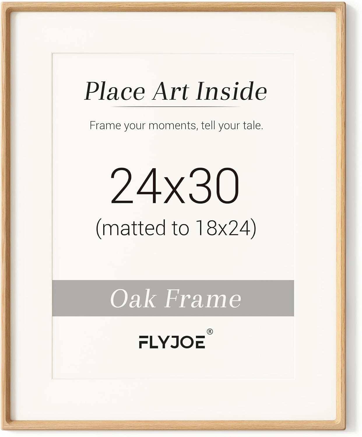 24x30 Natural Oak Wood Picture Frame with Tempered Glass