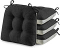 Black Chair Cushions for Dining Chairs 4-Pack - Tufted Memory Foam