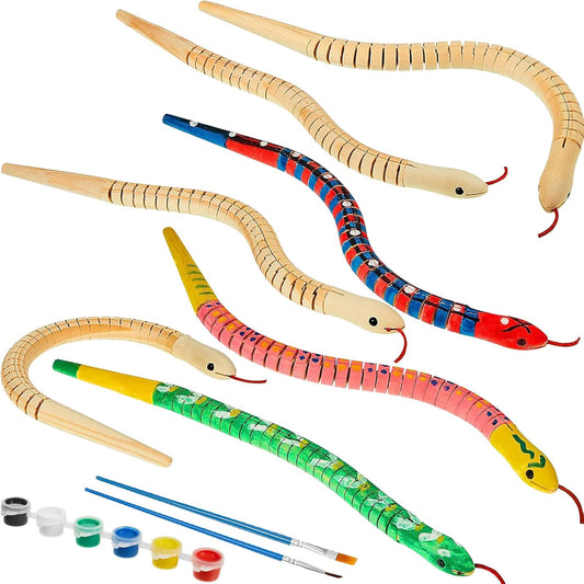 80 Pieces Wooden Snake Craft Set for Creative Arts and Fun