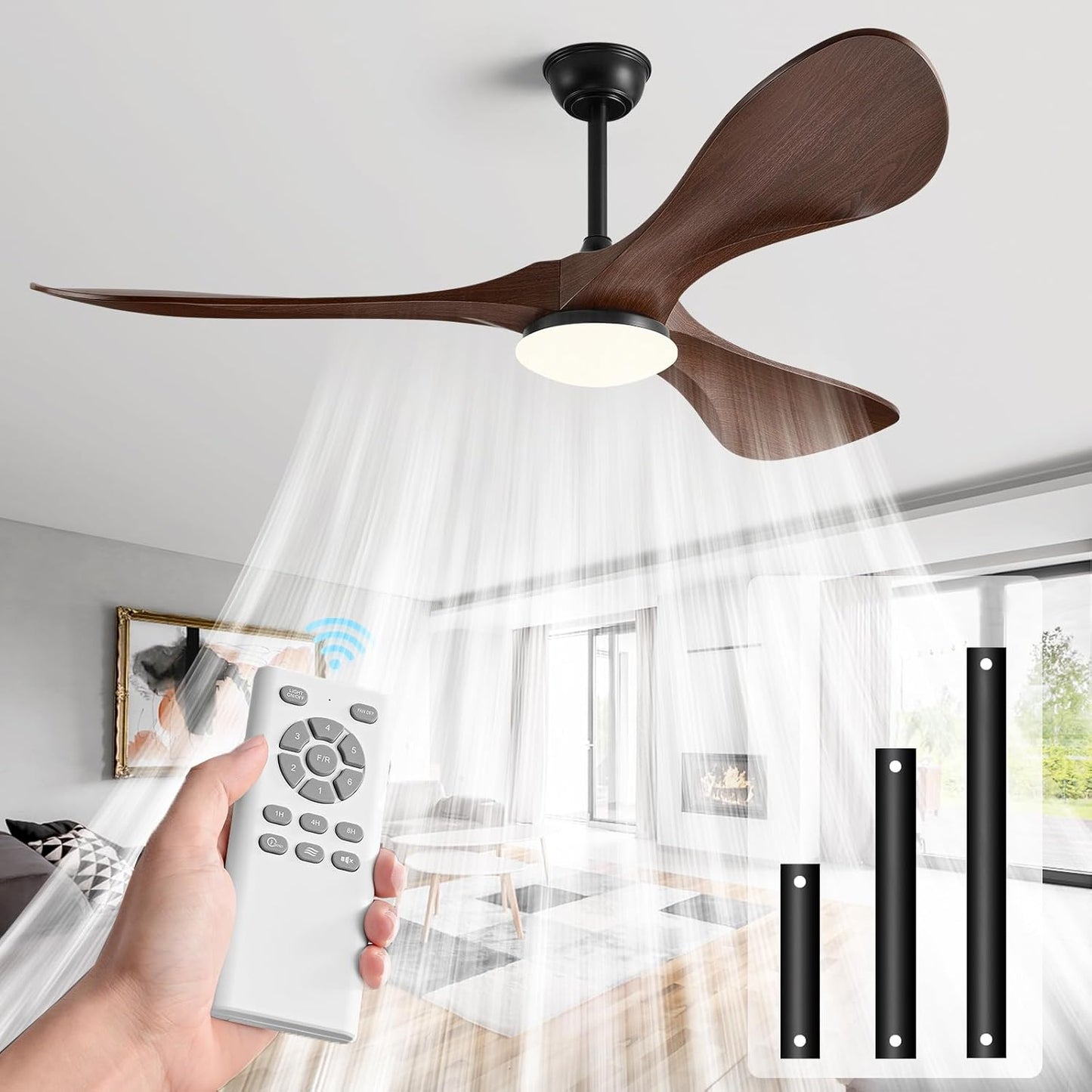 60 in Ceiling Fan with High Airflow and Remote Control Features