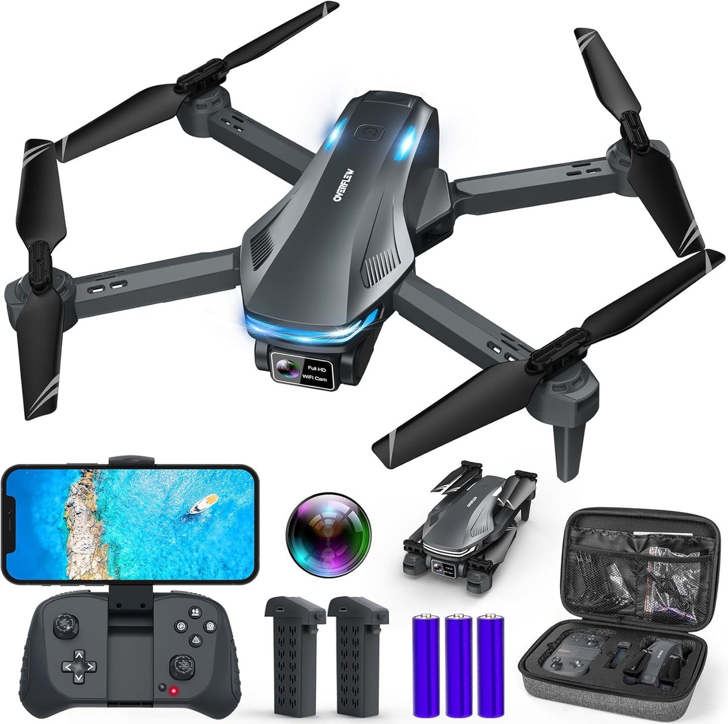 1080P FPV Drone: Upgrade Altitude Hold, Voice Control, Selfie, Flips