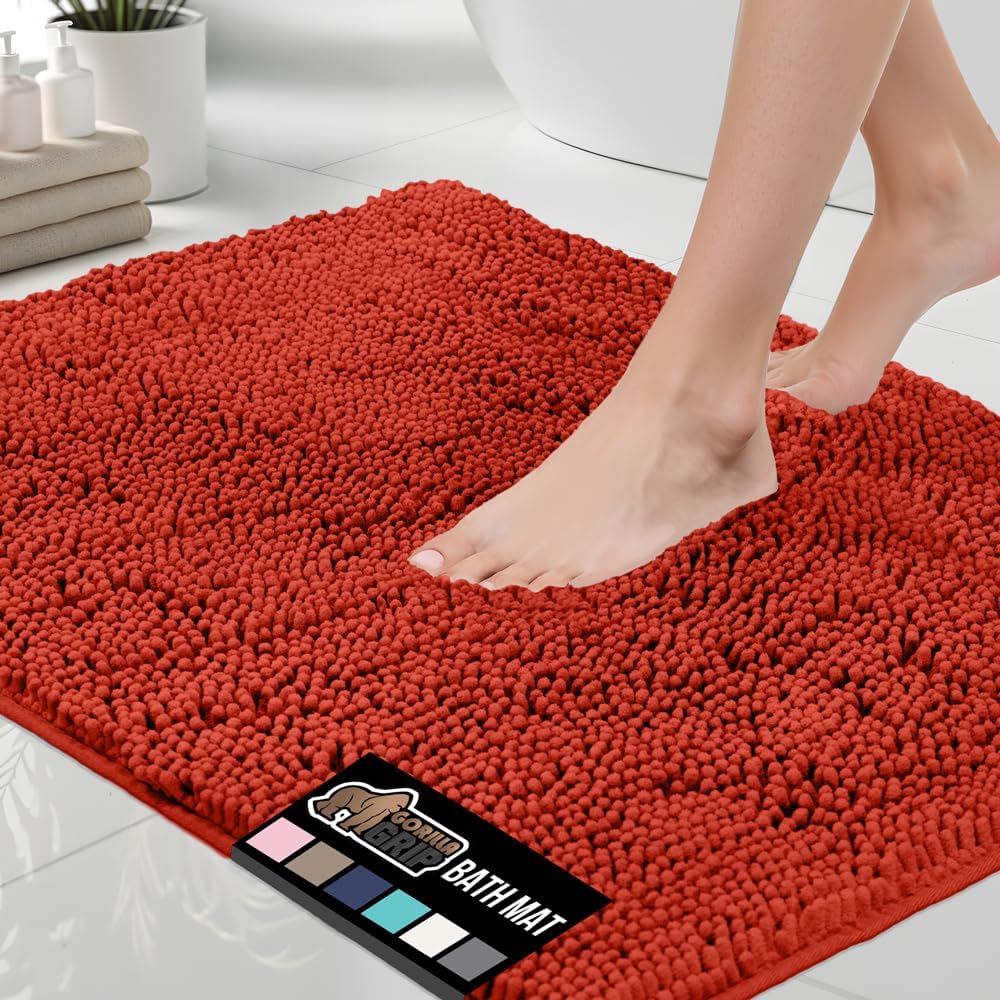 GORILLA GRIP Bath Rug Mat 60x24, Soft Absorbent Chenille