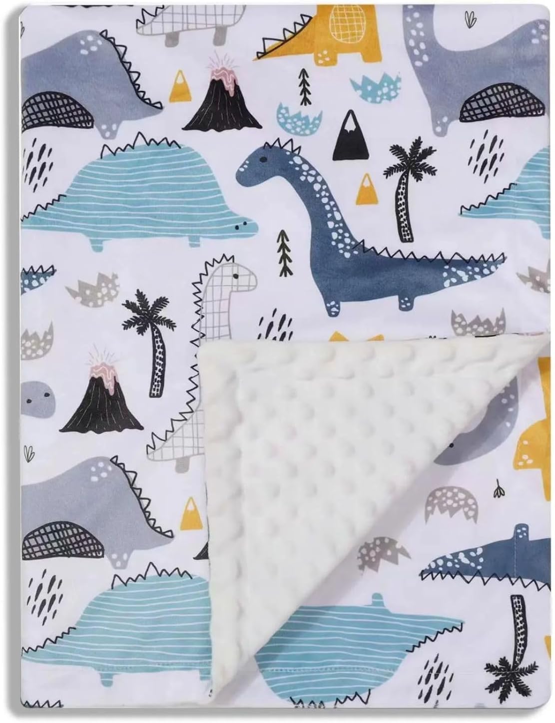Dinos Printed Baby Blanket by Donsonny, Soft Minky, Double Layer Backing