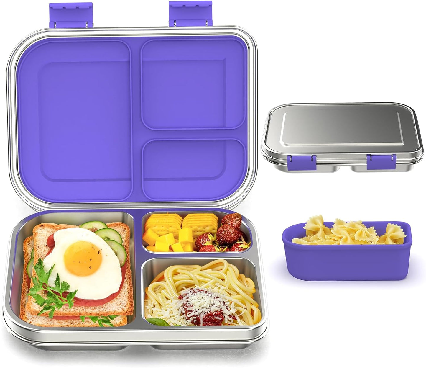 Stainless Steel Bento Box for Kids - 3 Compartment Lunch Box