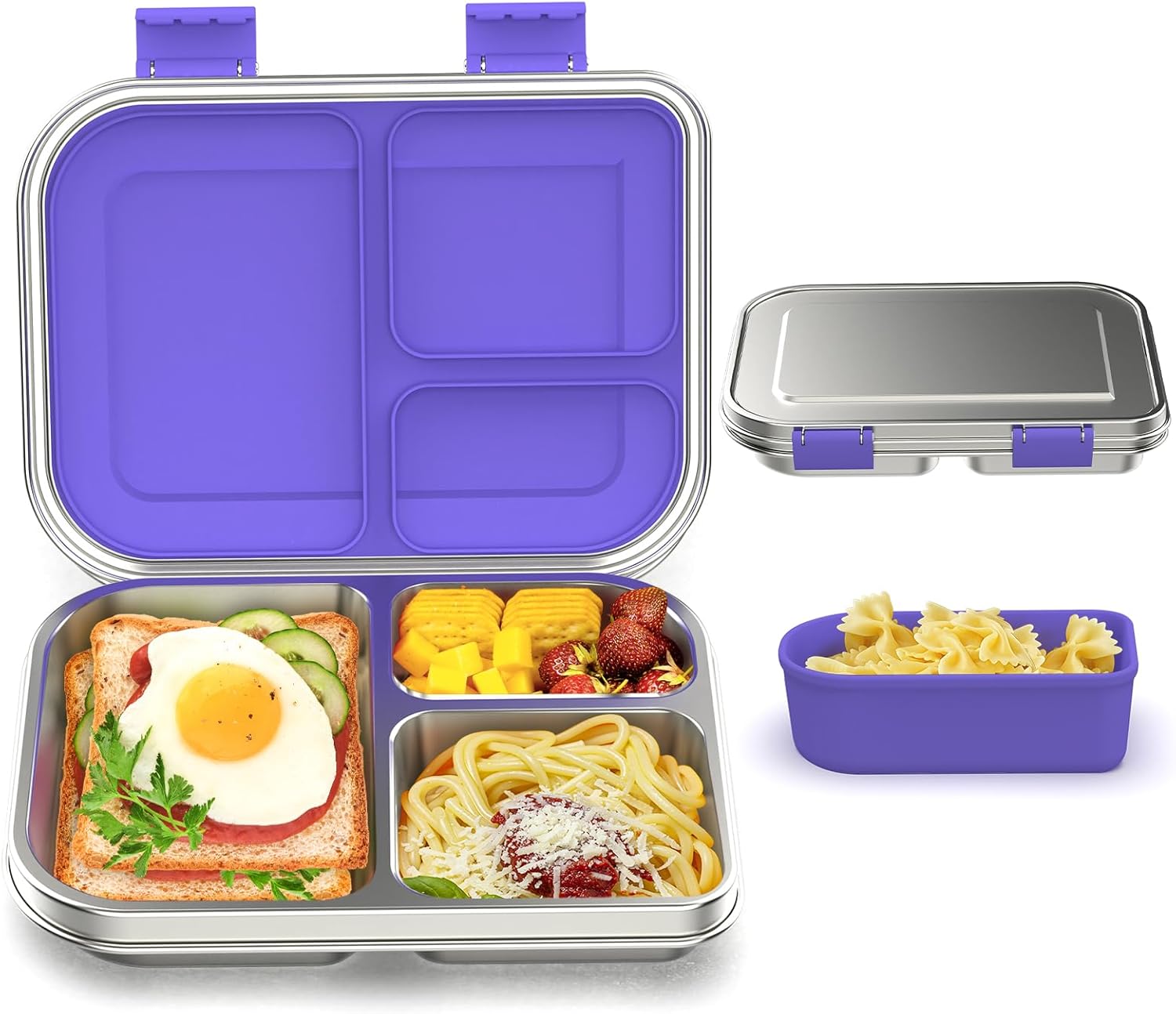 Stainless Steel Bento Box for Kids - 3 Compartment Lunch Box