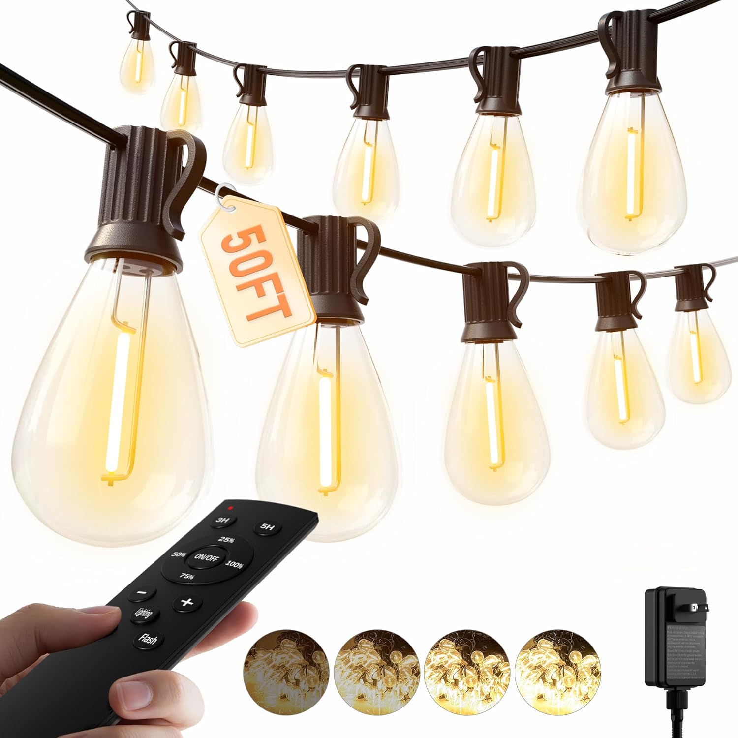50FT LED Outdoor String Lights with Remote for Any Occasion