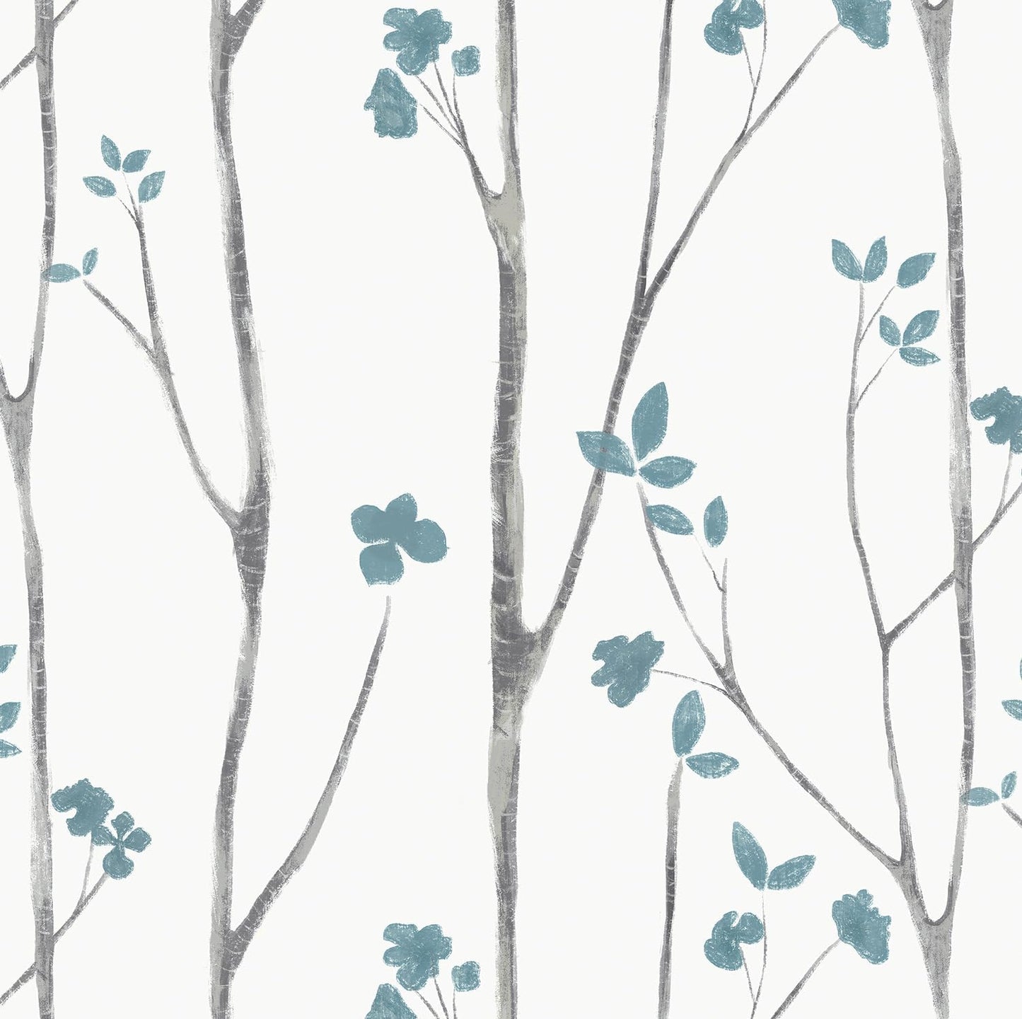 Blue Floral Leaf Wallpaper Peel and Stick for Easy Home Decor