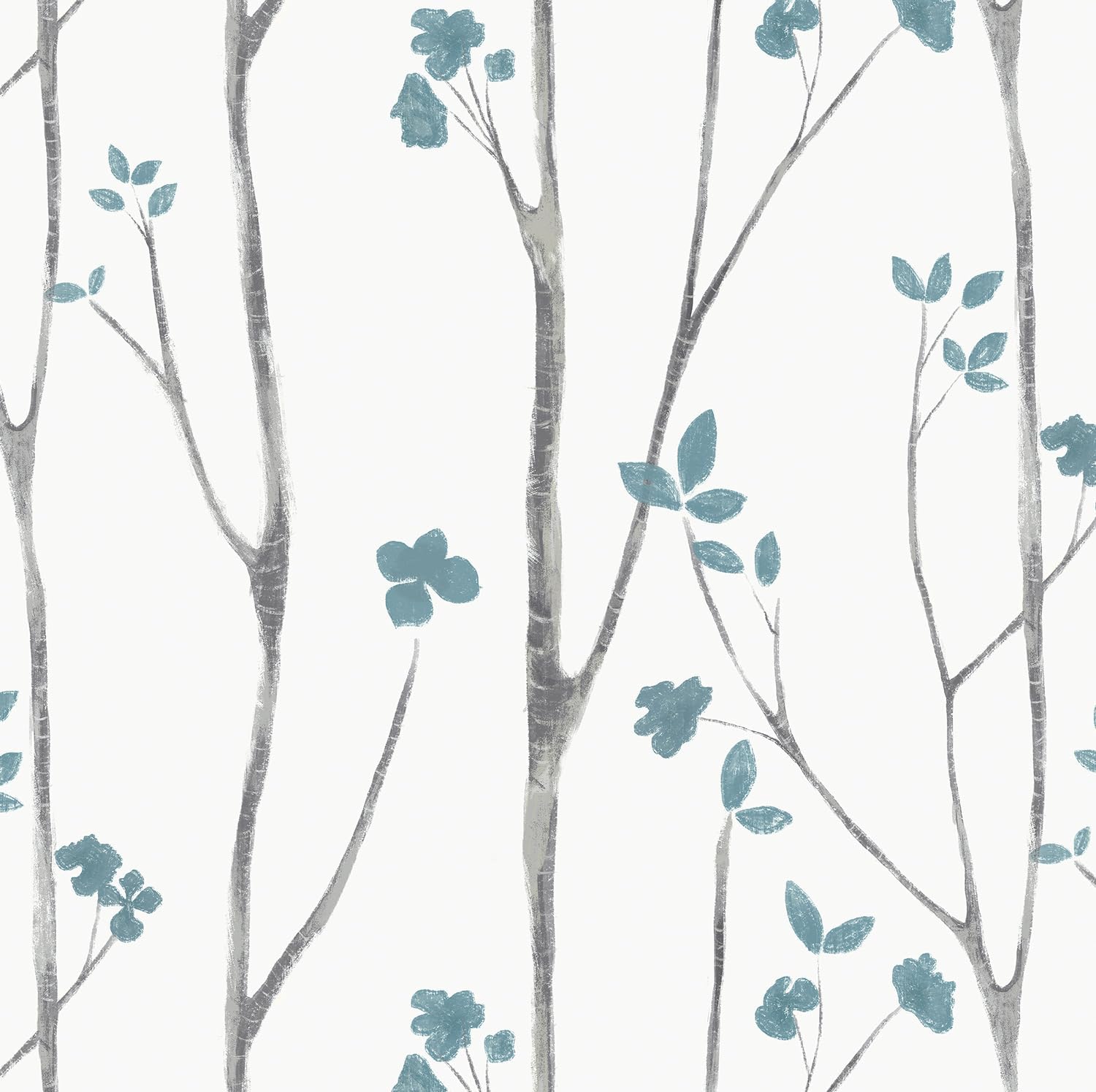 Blue Floral Leaf Wallpaper Peel and Stick for Easy Home Decor
