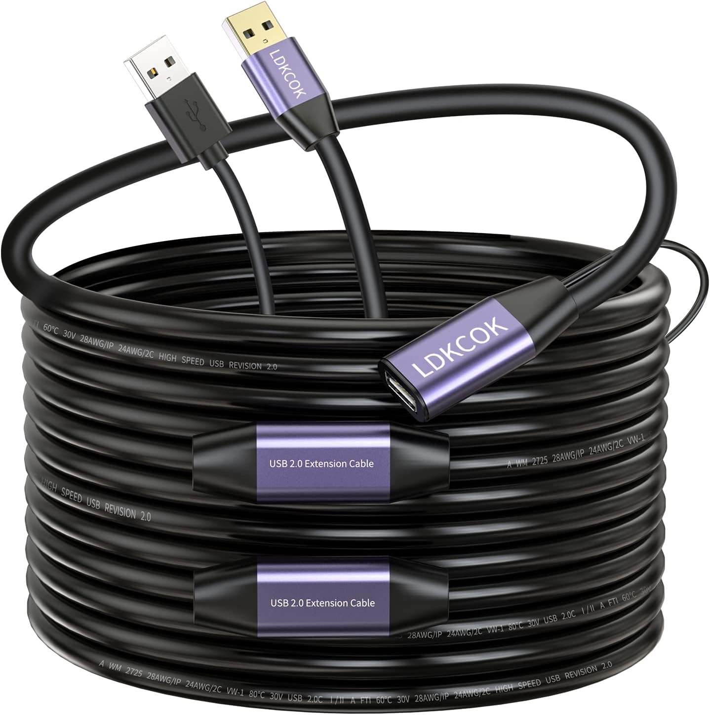 LDKCOK USB 2.0 Active Repeater Extension Cable 75ft High Speed