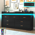 7 Drawer Dresser with LED Light and Charging Station - Modern Storage