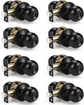 KNOBWELL Matte Black Privacy Door Knob 8 Pack - Easy Install, Modern