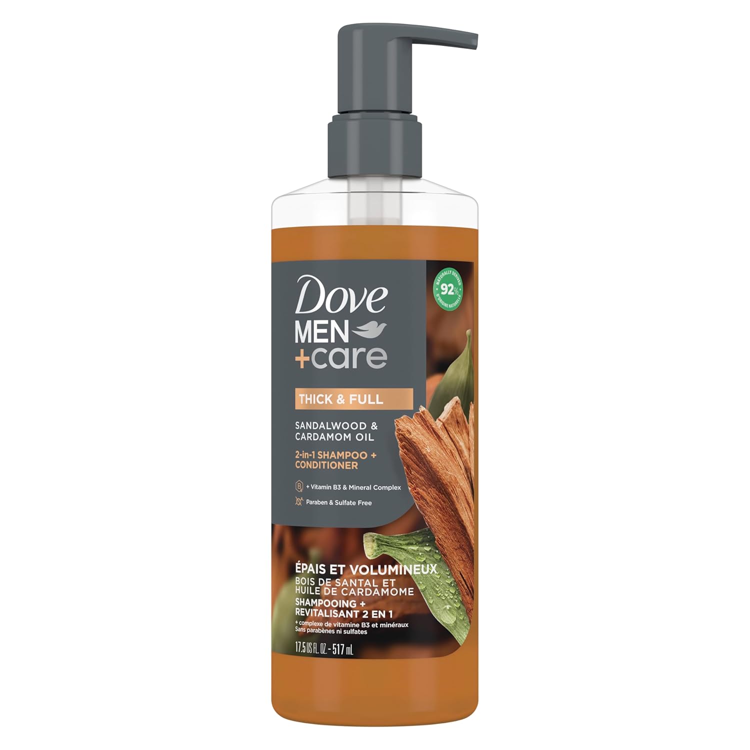 Dove Men+Care Sandalwood 2-in-1 for Thick Hair, 17.5oz