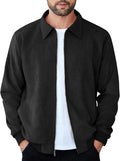 COOFANDY Men's Suede Bomber Jacket - Lightweight Layering