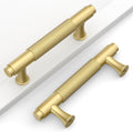 3 in (76mm) Gold Cabinet Pulls Knurled Matte Gold - 10 Pack