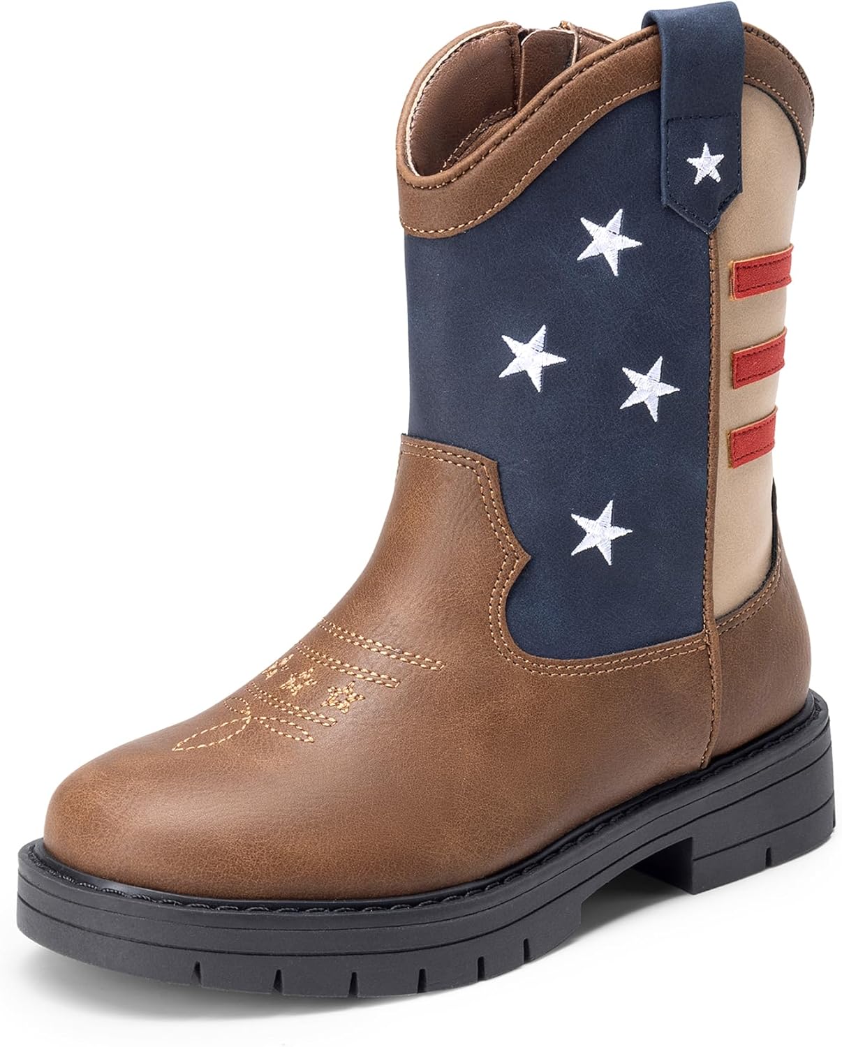 DREAM PAIRS Kids Cowboy Boots with Side Zipper for All Occasions