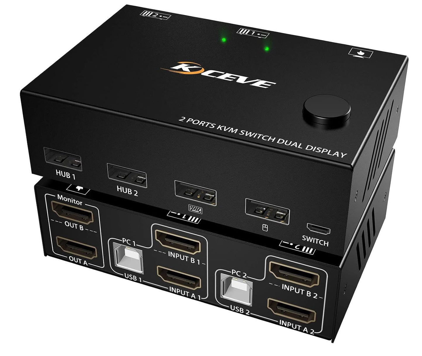 KVM Switch 2 Monitors 2 Computers for Seamless Control